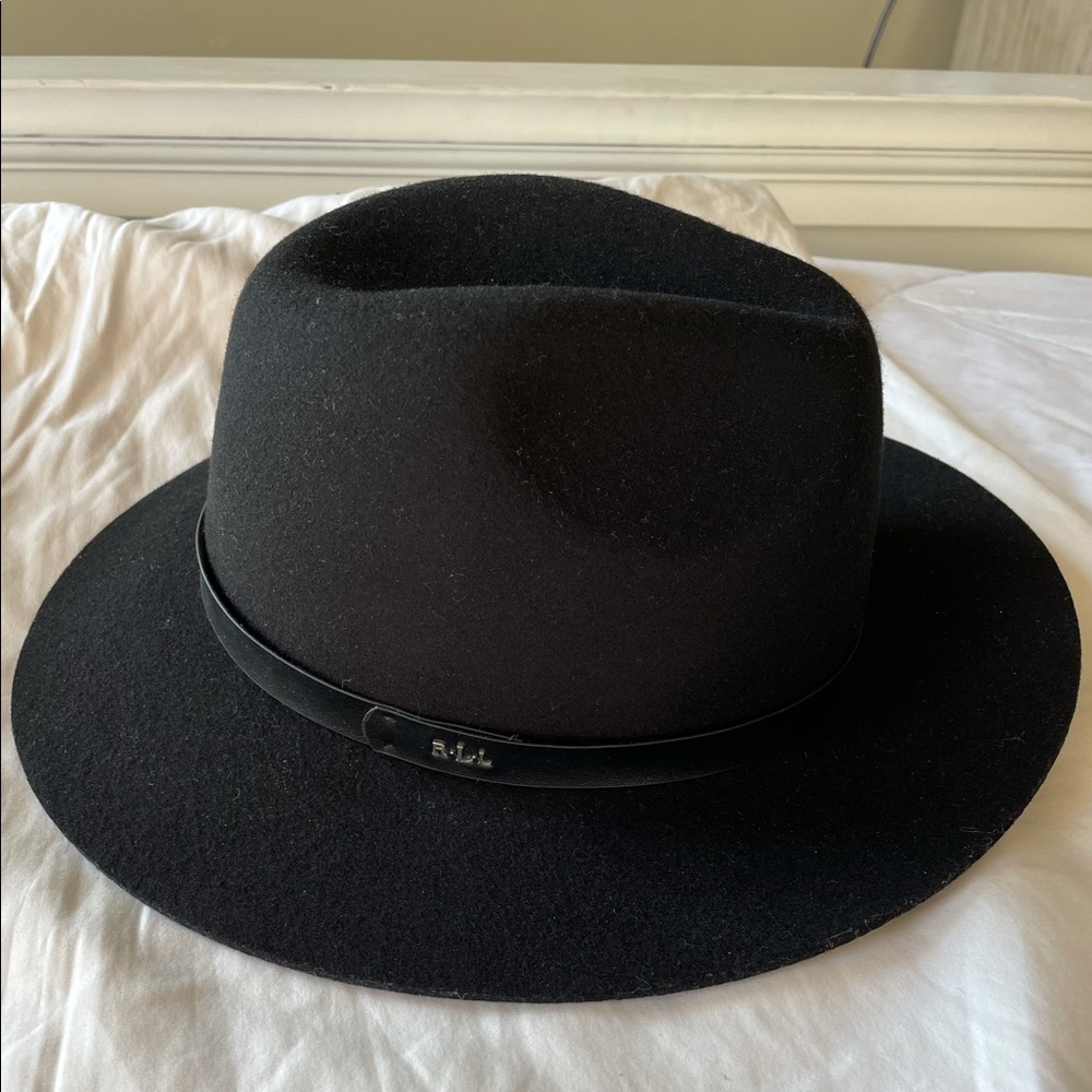 NWT Lauren Ralph Lauren 100% Wool Black Hat with Brim New With Tags